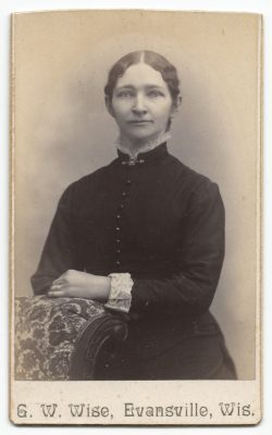 a cdv of an unknown woman taken by gw wise of evansville wisconsin