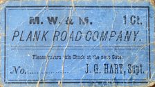 a ticket for the plank road in milwaukee wisconsin from the 1880s