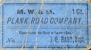 a ticket for the plank road in milwaukee wisconsin from the 1880s